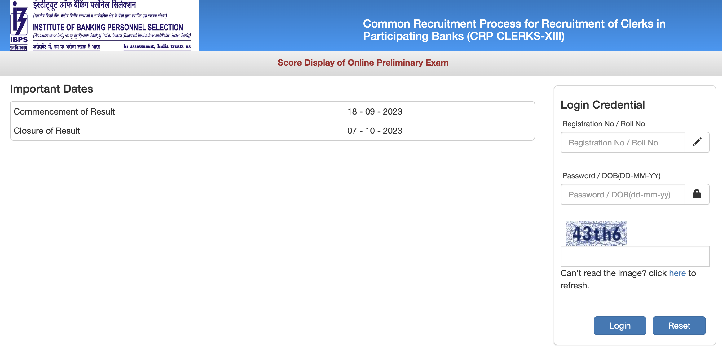 IBPS Clerk Score Card 2023 Out Check Prelims Marks And Scores