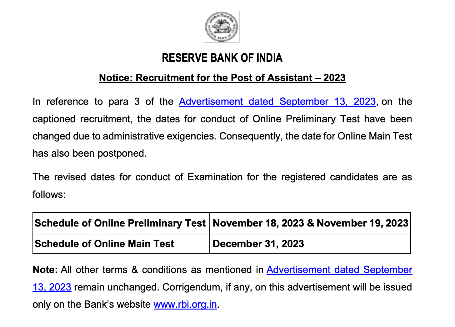 RBI Assistant 2023 Exam Date And Call Letter Out For Prelims Exam