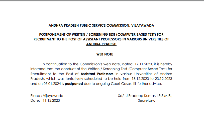 APPSC Assistant Professor Exam Date Postponed, New Exam Schedule Soon_3.1