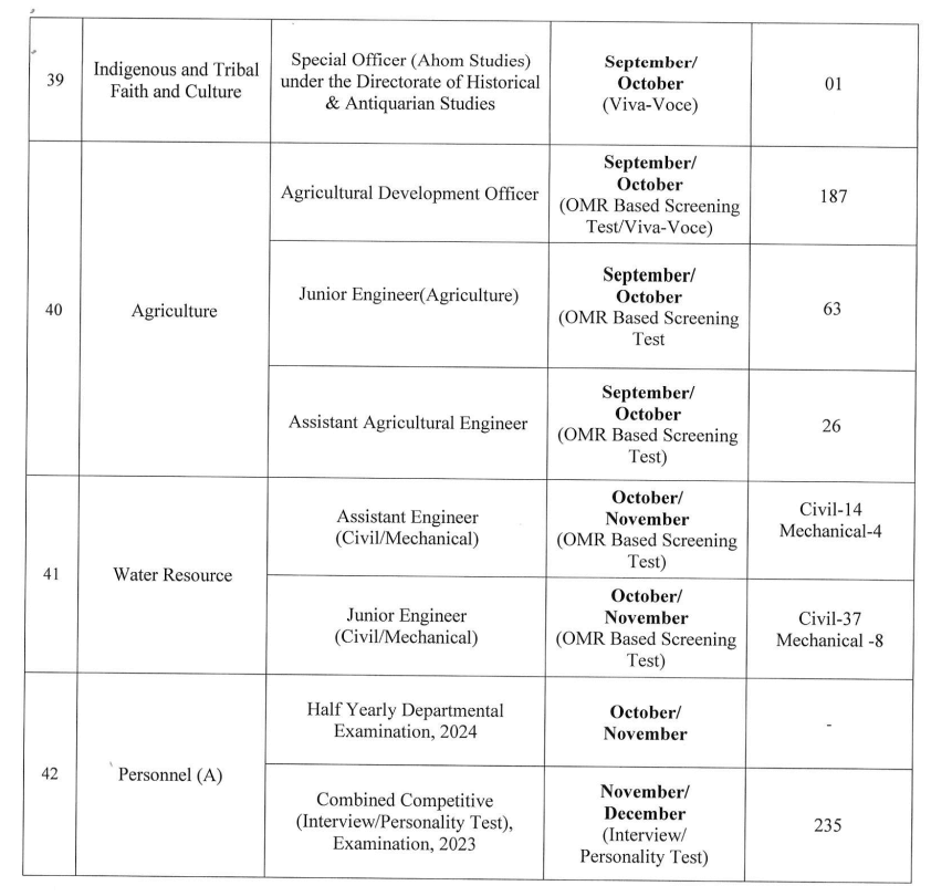 Assam PSC Exam Calendar 2024 Out, Annual Exam Schedule PDF_7.1