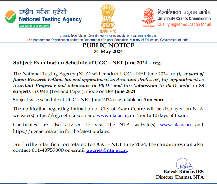 UGC NET 2024 Exam Date and Admit Card Out by NTA_3.1