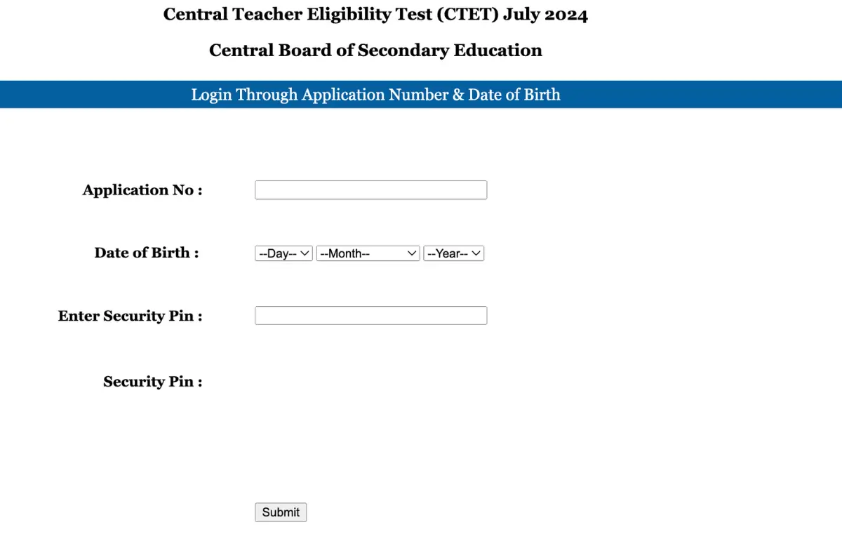 CTET Admit Card 2024 Download Link