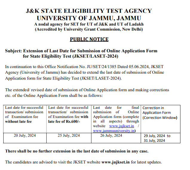JKSET 2024 Notification Out, Exam Date, Apply Online Last Date 20 July_3.1