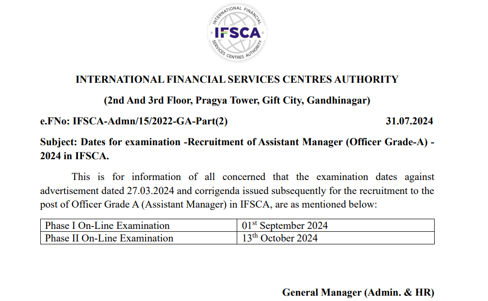 IFSCA Grade A Exam Date 2024 Out, Check Phase 1 and 2 Exam Schedule_3.1