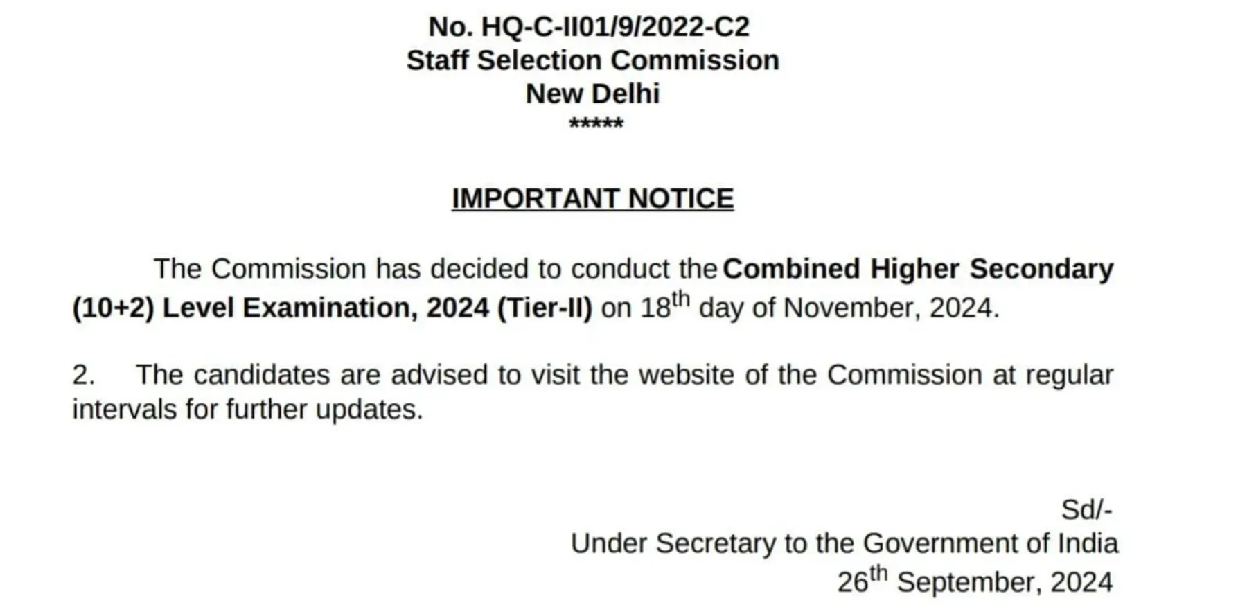 SSC CHSL Tier 2 Exam Date 2024