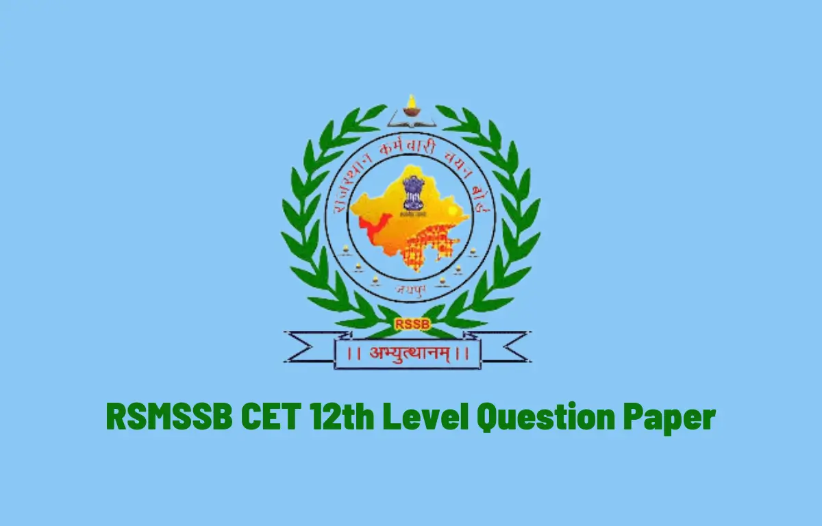 RSMSSB CET 12th Level Question Paper