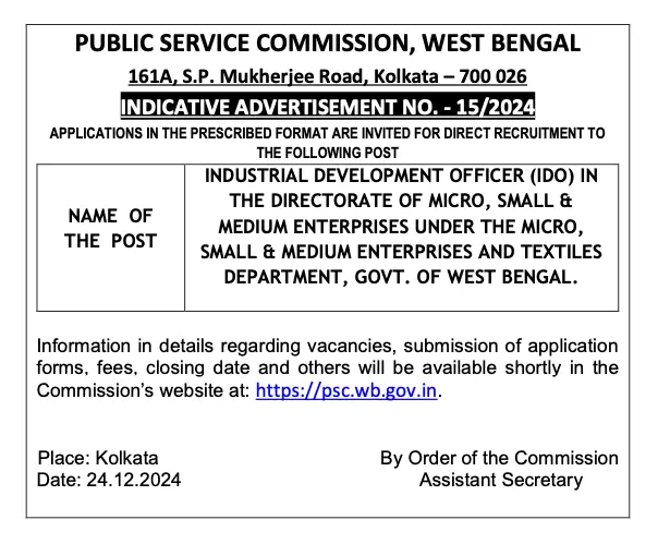 WBPSC IDO Recruitment 2025 Notification, Eligibility, Online Form_3.1