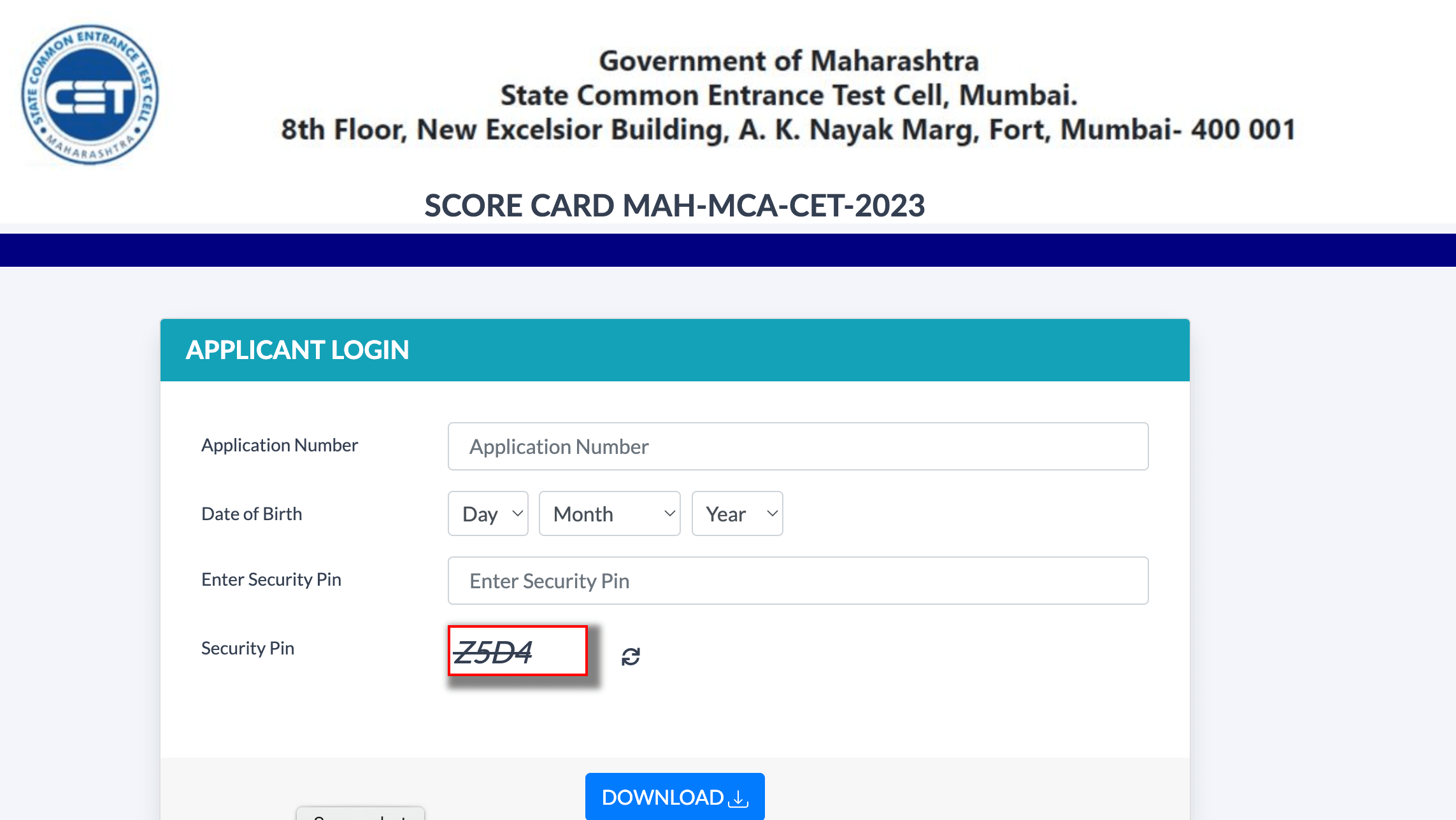 MAH MCA CET Result 2023 Out, MCA CET Score Card Link