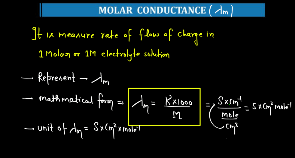 Electrochemistry - Conductance, Molar Conductance, Specific Conductance_13.1