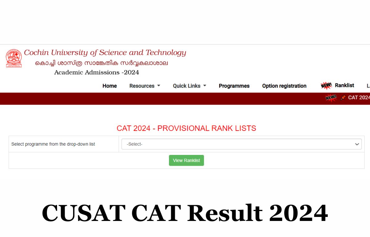 CUSAT CAT Result 2024