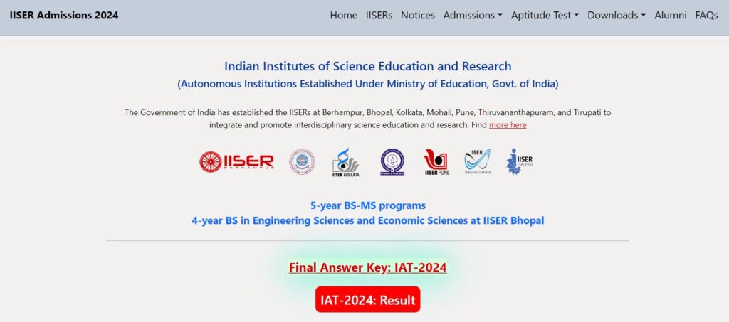 IISER IAT Result 2024 Out, Download IAT Scorecard at iiseradmission.in_3.1