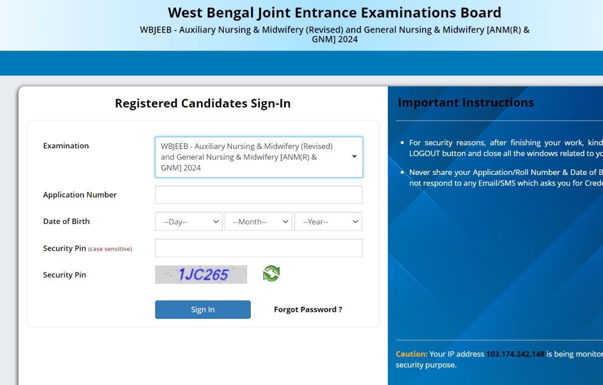 WBJEE ANM GNM Admit Card 2024