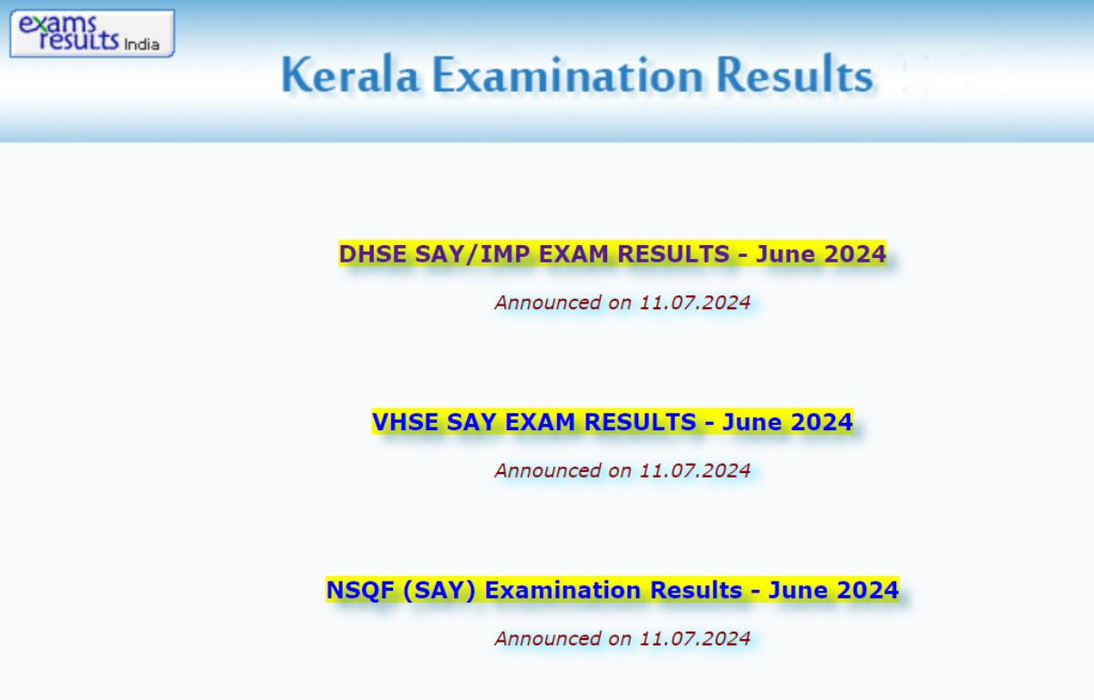 Kerala Plus Two SAY Result 2024