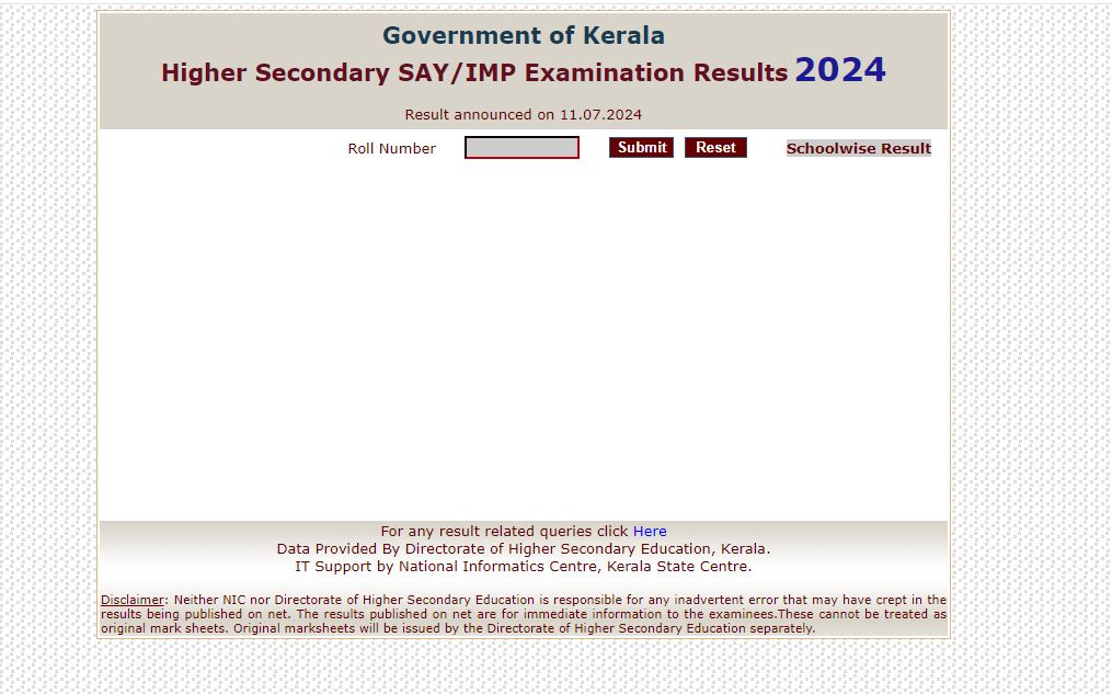 Kerala Plus Two SAY Exam Result 2024 School Wise