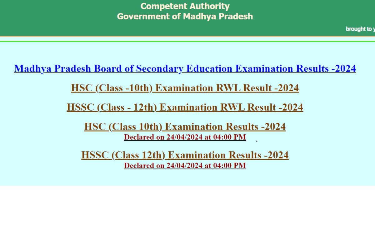 MP Board RWL Supplementary Result 2024