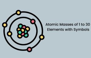 Atomic Masses of 1 to 30 Elements with Symbols