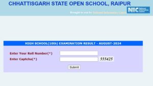 CG Open School 10th Result 2024