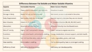 Difference Between Fat Soluble and Water Soluble Vitamins